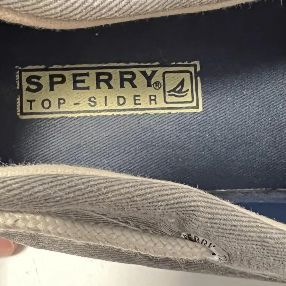 Sperry Shoes Mens 11.5 Gray Canvas Top Sider Boat Deck Moc Toe Casual Comfort